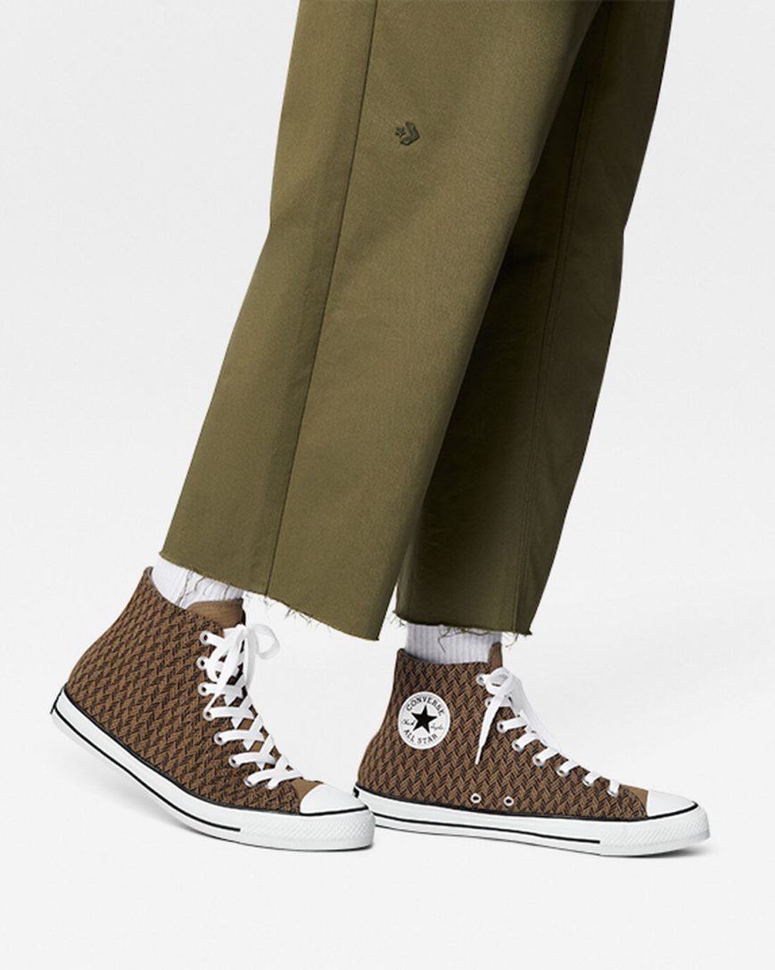 Tenisi Inalti Barbati Converse Chuck Taylor All Star Herringbone Maro Albi | RO FXPOK267